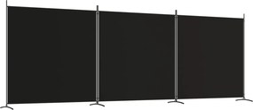 vidaXL 3 paneles fekete szövet térelválasztó 525x180 cm