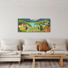 Kép - Falu a hegyekben (120x50 cm)