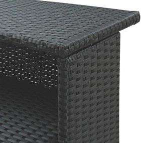 vidaXL 3 részes fekete polyrattan kerti bárszett párnával