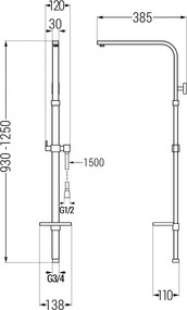 Mexen zuhanyoszlop Q 3/4", króm, 79395-00