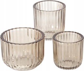 Üveg Gyertyatartók Bézs Három Méretben Lakberendezéshez