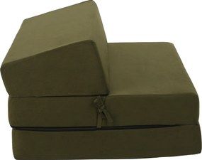 Összecsukható matrac/fotel, 2v1, olivazöld, VEDIS