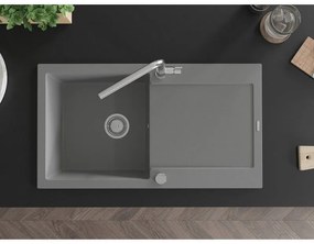 Mexen Leo, 1 kamrás gránit mosogató 900x500x190 mm és Flora mosogató csaptelep, szürke, 6501-71-670401-00