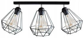 KÉSZLETKISÖPRÉS! Glimex Diamond drót búrás állítható mennyezeti lámpa fekete 3x E27