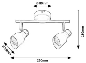 Rabalux 73048 - Spotlámpa LILOU 2xGU10/25W/230V