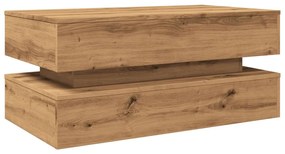 kézműves tölgy színű dohányzóasztal LED-lámpákkal 90x50x40 cm