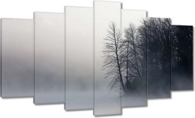 Vászonkép 140x80 Ködös erdő Tél