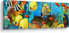 Kép - színes korallzátony (órával) (90x30 cm)