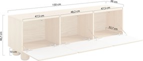 Arlo TV-szekrény 150 cm háromajtós - vicenza tölgy