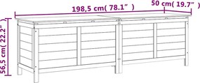 vidaXL tömör fenyőfa kerti tárolóláda 198,5 x 50 x 56,5 cm