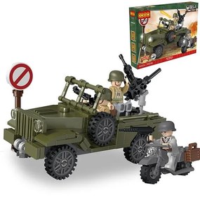COGO 7913 lego kompatibilis építőjáték Katonai Jeep és motor 224 db-os