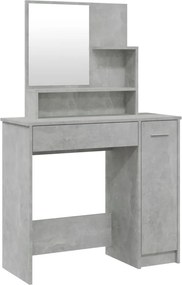vidaXL betonszürke fésülködőasztal tükörrel 86,5 x 35 x 136 cm