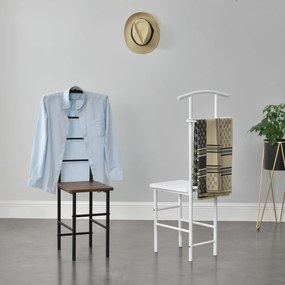 [en.casa] Szobainas 107 x 45 x 45 cm fém - MDF, ruhaállvány vállfával ülő/tárolófelülettel, fekete- diófa hatás