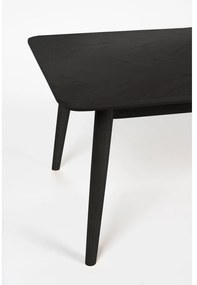 Fekete dohányzóasztal tölgyfa dekoros asztallappal 60x120 cm Fabio – White Label