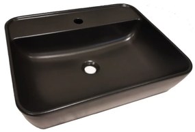 CeraStyle ONE - PULTRA ültethető - Top Counter- porcelán mosdó - MATT FEKETE - csaplyukas - 55 x45cm