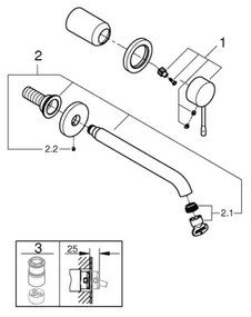 GROHE 19967GL1 - Kétlyukú mosdócsaptelep ESSENCE 230 mm arany