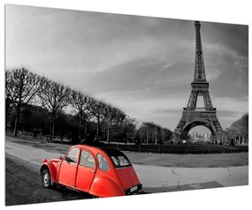 Eiffel-torony és a piros autó (90x60 cm)