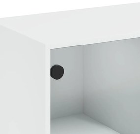 fehér dohányzóasztal üvegajtókkal 102 x 50 x 42 cm