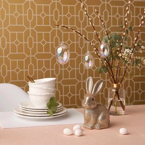 EASTER csillámló dekor nyúl, pezsgőszín 22 cm