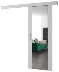 Tolóajtó 90 cm Sharlene II (matt fehér + matt fehér + ezüst) (tükörrel). 1043637