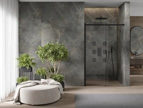 Mexen OMEGA tolózuhanyajtó 160 cm, fekete-átlátszó, 825-160-000-70-00
