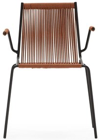 Terrakotta színű fém karfás-rakásolható étkezőszék szett 2 db-os Emily – Marckeric