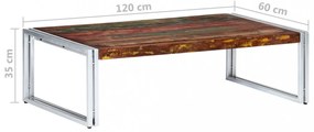 újrahasznosított tömör fa dohányzóasztal 120 x 60 x 35 cm