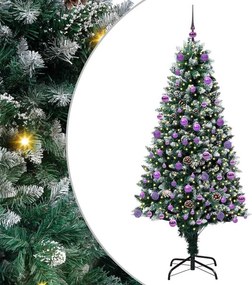 vidaXL Mű karácsonyfa 300 LED-del Zöld 180 cm PVC és Acél és Műanyag