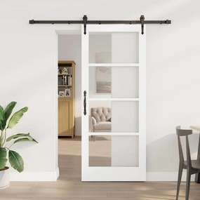 Egyszerű Csúszó Ajtó Fehér 83 x 202 cm Fa és fém