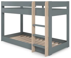 Szürkészöld emeletes gyerekágy ágyráccsal 90x190 cm Angel – Marckeric