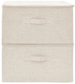 2 db krémszínű szövet tárolódoboz 43 x 34 x 23 cm