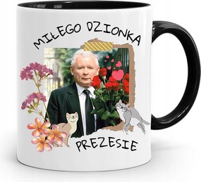 Bögre Fekete Vicces Pis Jaroslaw Kaczynski nyomott mintával