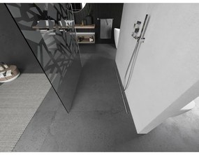 Mexen Kioto, Walk-In zuhanyparaván 120 x 200 cm, 8 mm átlátszó üveg fehér mintás, csiszolt acél profil, 800-120-002-97-85