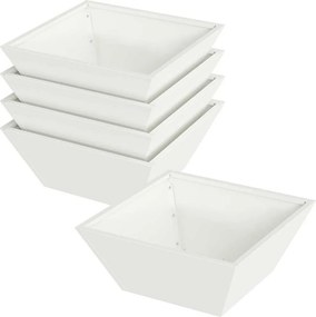 vidaXL Kerti cserép 5 pcs Fehér 40 x 40 x 15 cm Hidegen hengerelt acél