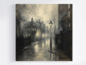 Poszter Köd London Eső Utca Lámpák Rejtély 80x80