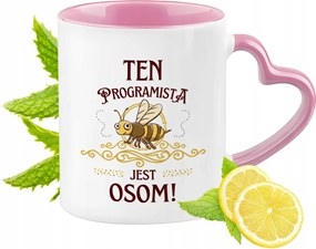 Programozó Bögre Rózsaszín Szív Alakú Füllel Kávé Ajándék