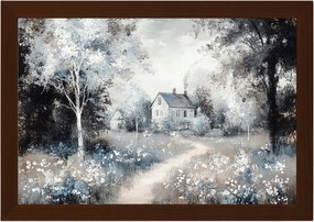 Poszter Keret Fa Vidéki Ház Rét Kert Pamut Vintage 60x40