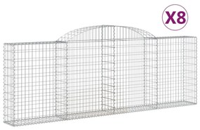 8 db íves horganyzott vas gabion kosár 300 x 30 x 100/120 cm