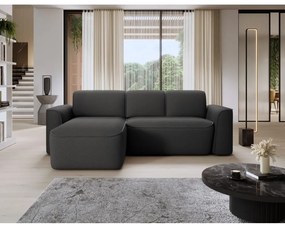 Antracitszürke buklé sarokkanapé (bal oldali-heverő résszel) Ume – ELTAP