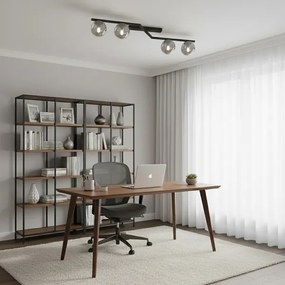 Mennyezeti lámpatest NATON 4xE14/10W/230V fekete/füstszínű