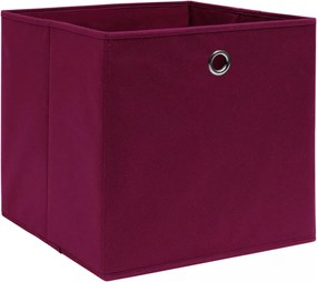4 db sötétpiros szövet tárolódoboz 32 x 32 x 32 cm