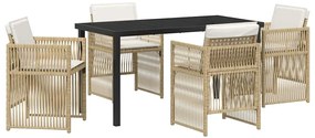 vidaXL Kert étkező szett 5 pcs Bézs Porszórt acél