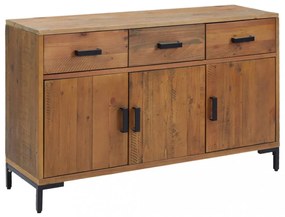 barna tömör újrahasznosított fenyőfa tálalószekrény 110x35x70cm