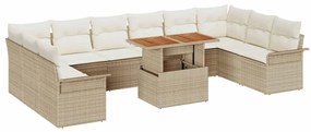 vidaXL Kerti Kanapé Szett tárolóval 11 pcs Bézs Poli rattan