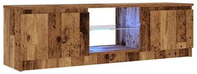 antik fa színű szerelt fa TV-szekrény LED-ekkel 120x30x36 cm