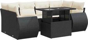vidaXL 7 részes fekete polyrattan kerti ülőgarnitúra párnával