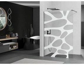 Mexen Kioto, Walk-In zuhany paraván 100 x 200 cm, 8 mm átlátszó üveg fehér mintás, grafit profil, 800-100-101-66-97