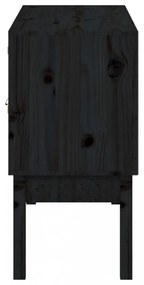 fekete tömör fenyőfa tálalószekrény 110 x 40 x 78 cm