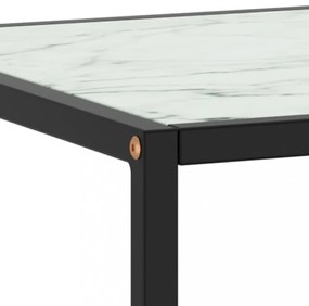 fekete dohányzóasztal fehér márvány mintás üveggel 90x90x50 cm