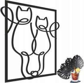 Áttört panel Hálószoba kép Fekete fali dekoráció a nappaliba Cicák